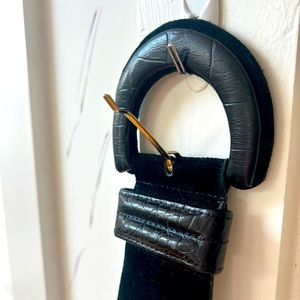 Vintage Liz Claiborne suede & leather wide belt | Black | Size S